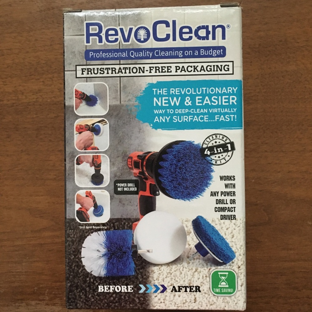 RevoClean 4 Piece Scrub Brush Power Drill Attachments-All Purpose cleaning